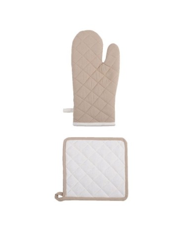 Ensemble gant et manique en coton bicolore