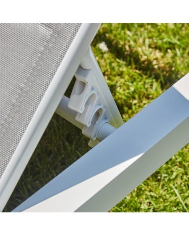Lot de 2 grandes chaises longues en aluminium blanc avec roulettes