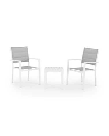 Ensemble de balcon avec 2 chaises et table basse blanc