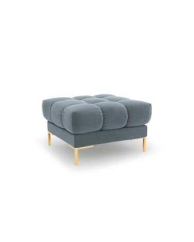 Pouf 1 place en tissu velours bleu clair