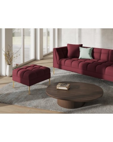 Pouf tissu structuré rouge foncé