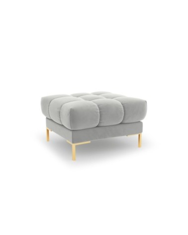 Pouf 1 place en tissu velours argent