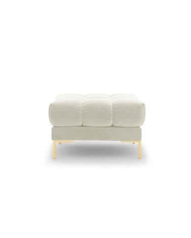 Pouf 1 place en tissu velours beige clair