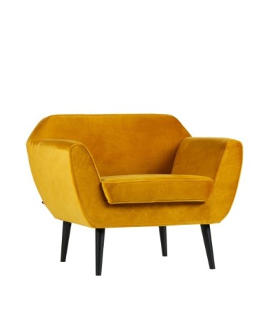 Fauteuil en velours ocre