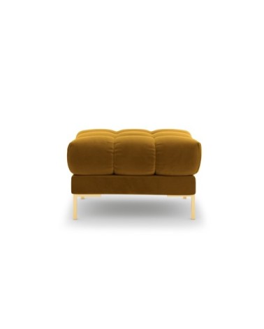 Pouf 1 place en tissu velours jaune