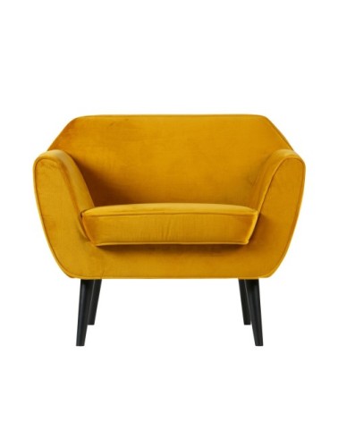 Fauteuil en velours ocre