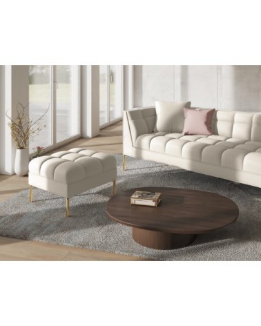 Pouf tissu structuré beige clair