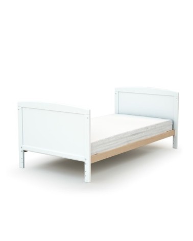 Lit bébé évolutif en bois avec matelas en bois blanc et hêtre verni