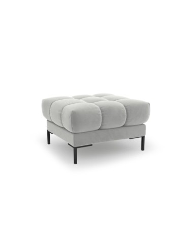 Pouf 1 place en tissu velours argent