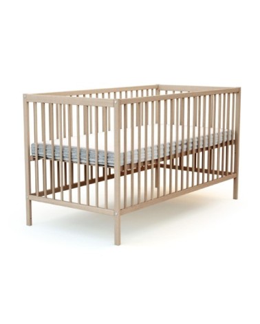 Lit bébé en bois avec matelas en bois hêtre brut