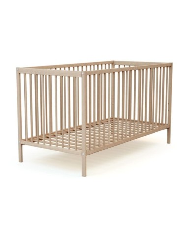 Lit bébé en bois avec matelas en bois hêtre brut