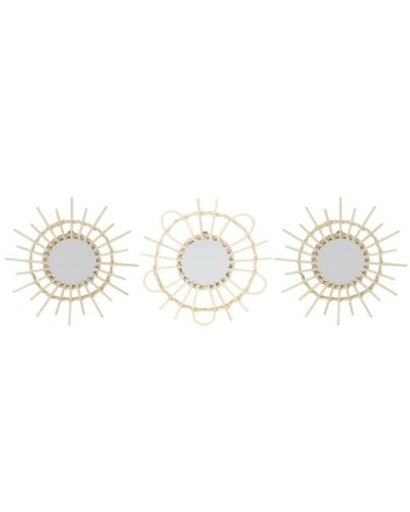 Miroirs rotin D28cm - Lot de 3
