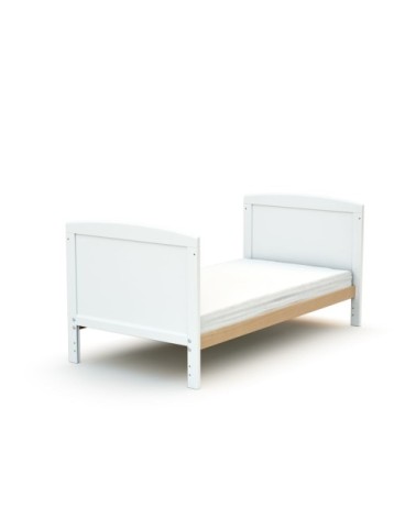 Lit bébé évolutif en bois avec matelas en bois blanc et hêtre verni
