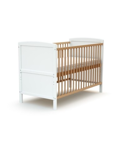 Lit bébé évolutif en bois avec matelas en bois blanc et hêtre verni