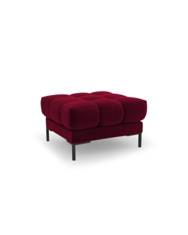 Pouf 1 place en tissu velours rouge