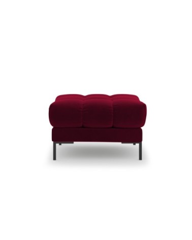 Pouf 1 place en tissu velours rouge