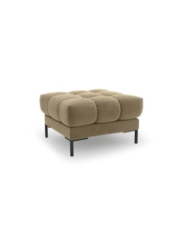 Pouf 1 place en tissu velours beige