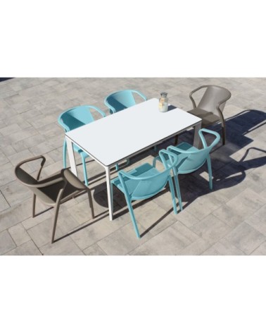 Ensemble repas de jardin 6 places en aluminium laqué blanc