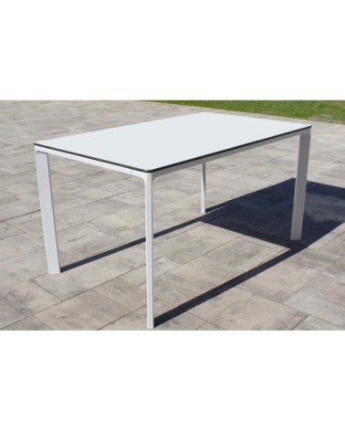 Ensemble repas de jardin 6 places en aluminium laqué blanc