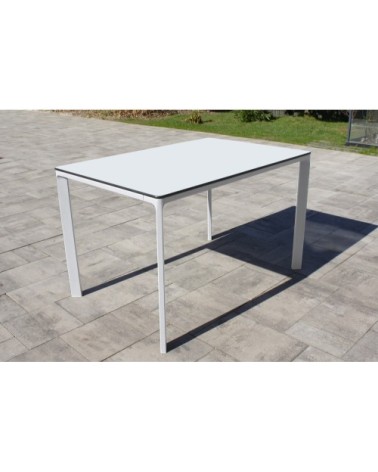 Ensemble repas de jardin 4 places en aluminium laqué blanc