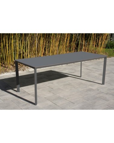 Ensemble repas de jardin 8 places en aluminium laqué gris anthracite