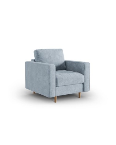 Fauteuil 1 place en tissu structuré bleu clair