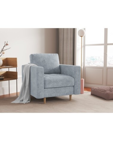 Fauteuil 1 place en tissu structuré bleu clair