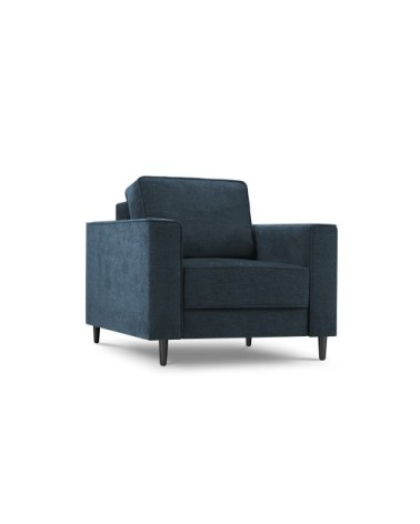 Fauteuil 1 place en tissu structuré bleu foncé