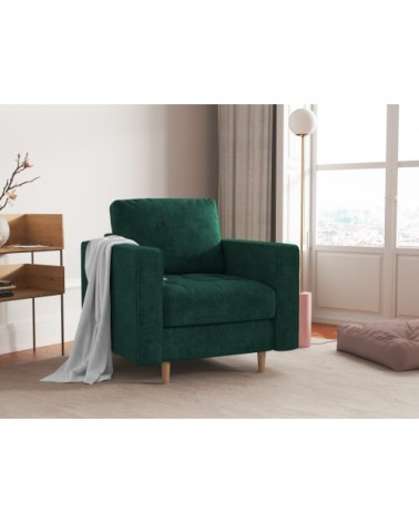Fauteuil 1 place en tissu structuré vert bouteille