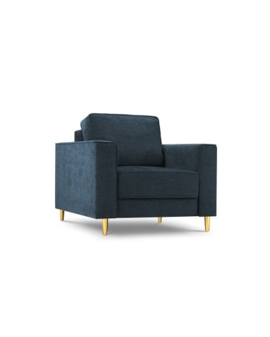 Fauteuil 1 place en tissu structuré bleu foncé