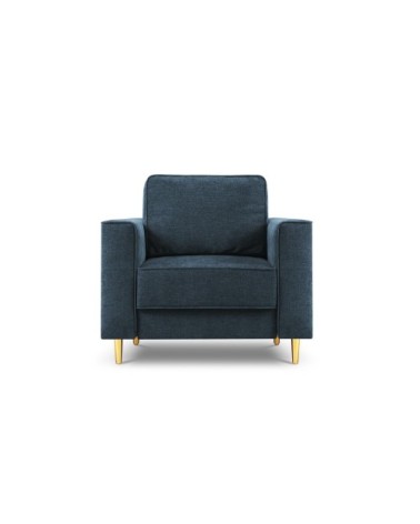 Fauteuil 1 place en tissu structuré bleu foncé