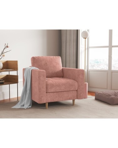 Fauteuil 1 place en tissu structuré rose