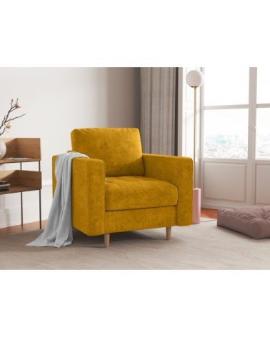 Fauteuil 1 place en tissu structuré jaune