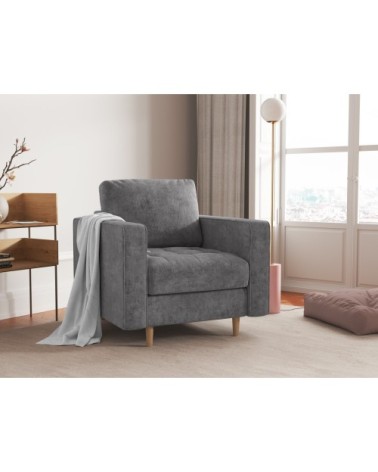 Fauteuil 1 place en tissu structuré gris