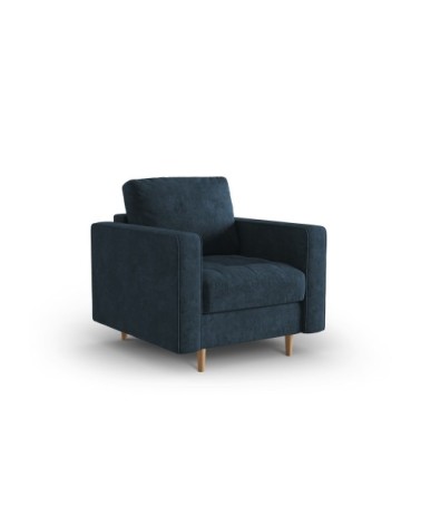 Fauteuil 1 place en tissu structuré bleu foncé