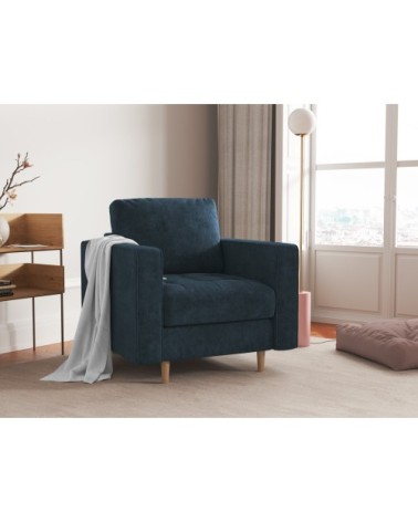 Fauteuil 1 place en tissu structuré bleu foncé