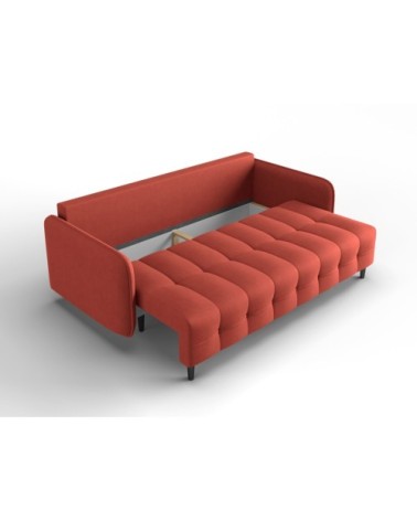 Canapé 3 places en tissu structuré rouge