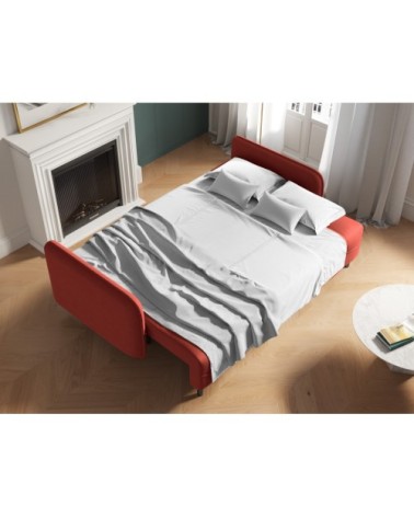 Canapé 3 places en tissu structuré rouge