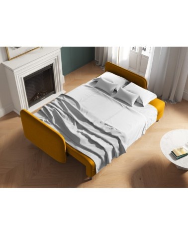 Canapé 3 places en tissu structuré jaune