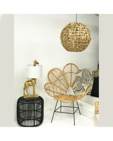 Suspension ronde en bambou tressé