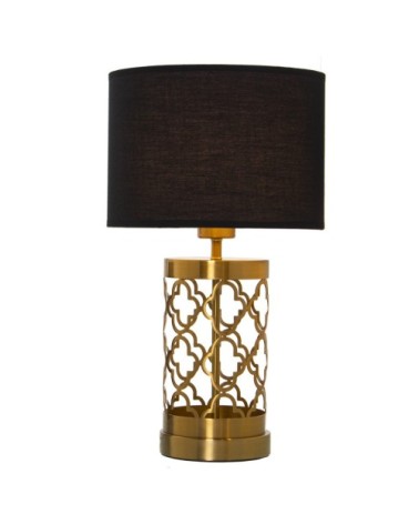 Lampe à poser en métal doré et abat-jour noir 25x25x44cm