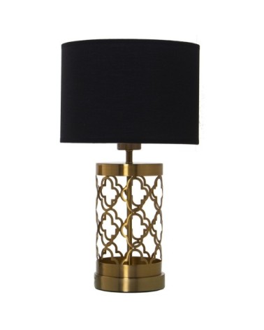 Lampe à poser en métal doré et abat-jour noir 25x25x44cm