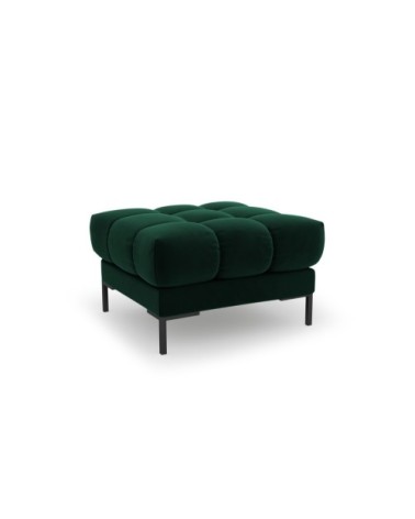 Pouf 1 place en tissu velours vert bouteille