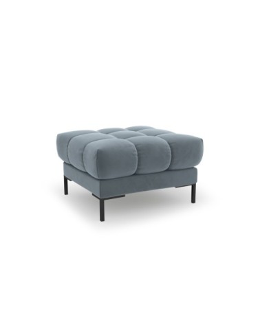 Pouf 1 place en tissu velours bleu clair