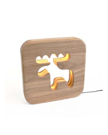 Lampe à poser veilleuse en bois caribou