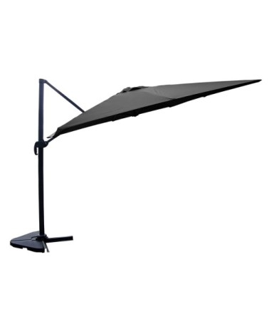 Parasol gris déporté carré 3 x 3 m rotatif à 360