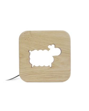 Lampe à poser veilleuse en bois mouton