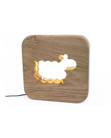 Lampe à poser veilleuse en bois mouton