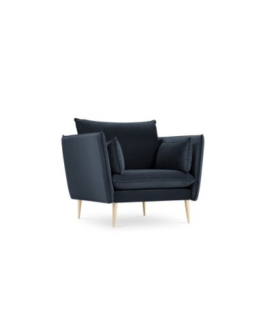 Fauteuil 1 place en velours bleu foncé