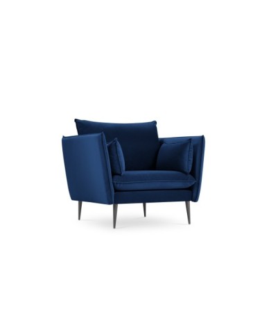 Fauteuil 1 place en velours bleu roi